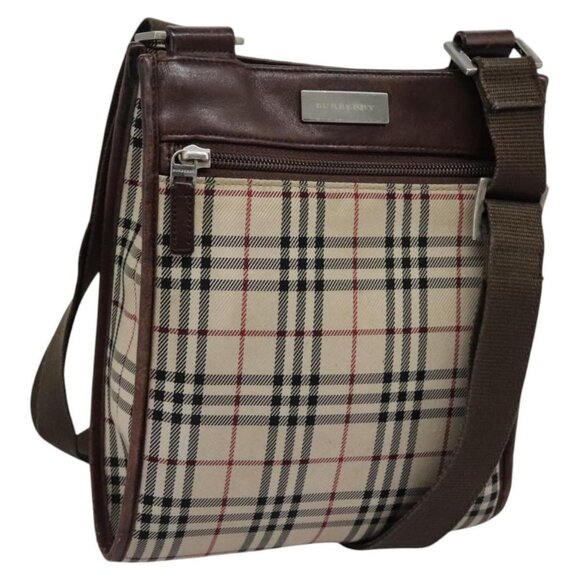 BURBERRY Nova Check Shoulder Bag Canvas Beige Auth BD829 - Picture 1 of 16